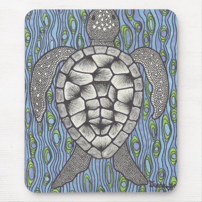 Tapis De Souris Mer Tutle sur le bleu (Devant)