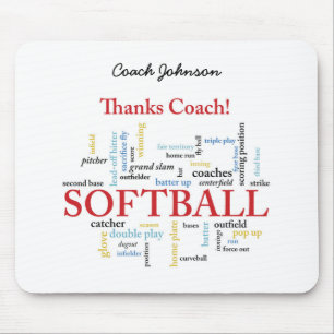 Tapis De Souris Merci Les Mots De L'Entraîneur Softball Du Groupe,