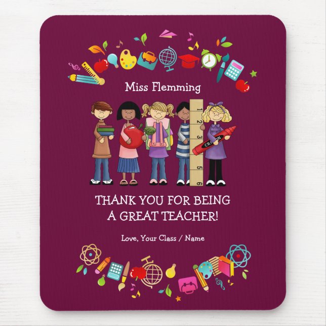 Tapis De Souris Merci, professeur. Cadeau de nom personnalisé (Devant)