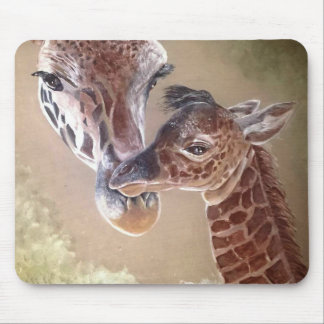 Tapis De Souris Mère et bébé Giraffe