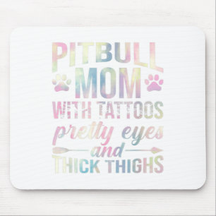 Tapis De Souris Mère Pitbull Féminine Avec Tatouages Beaux Yeux Cu