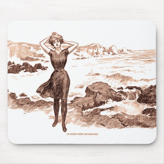 Tapis De Souris Mermaid Beach Gibson Girl Victorian Antique (Devant)