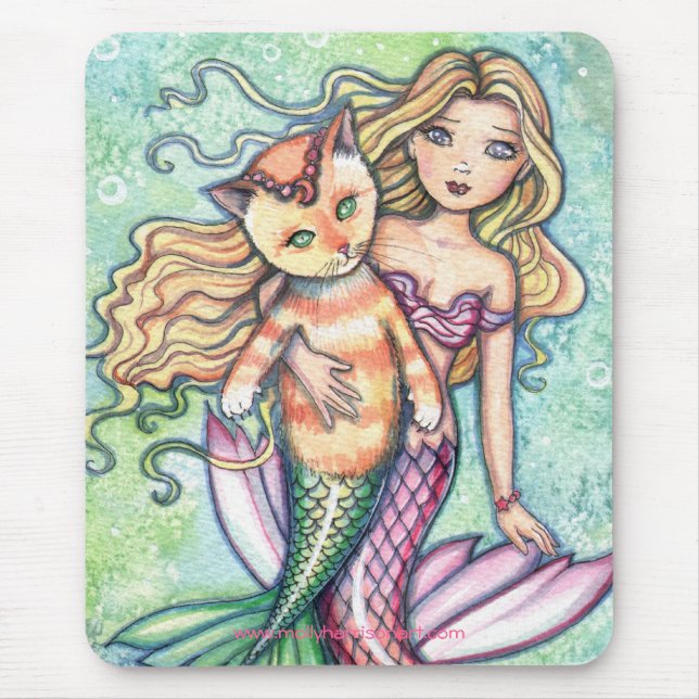 Tapis De Souris Mermaid Cat Kitty Mousepad par Molly Harrison (Devant)