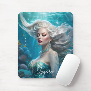 Tapis De Souris Mermaid cheveux en argent Turquoise Océan