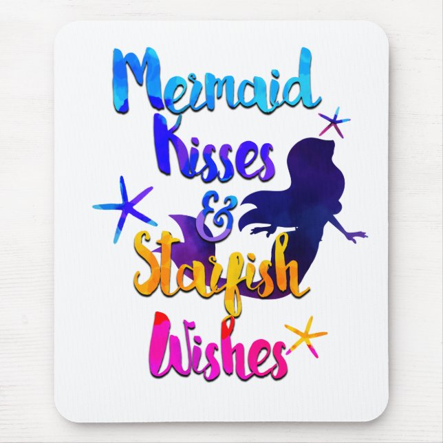 Tapis De Souris Mermaid Kisses & Starfish Wives Aquarelle plage (Devant)