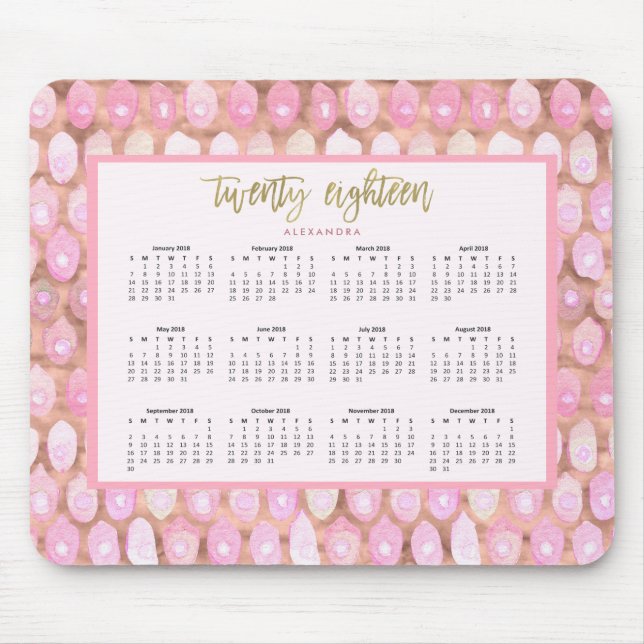 Tapis De Souris Mermaid moderne| Calendrier Glam Pink 2018 (Devant)
