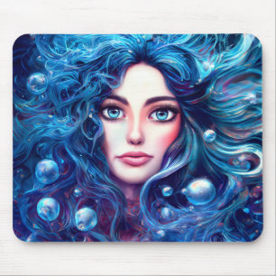 Tapis De Souris Mermaid Sea Goddess Nymphe Siren Art sous-marin