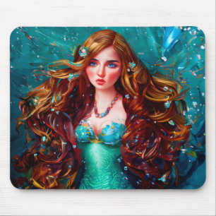 Tapis De Souris Mermaid Sea Goddess Nymphe Siren Art sous-marin