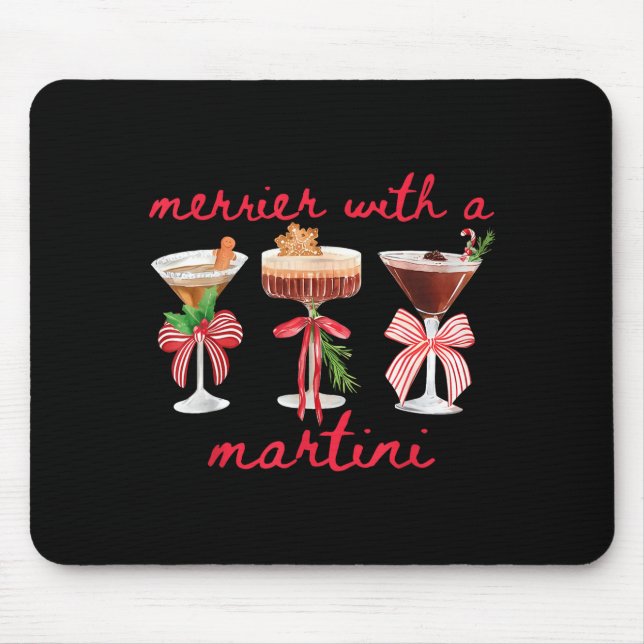 Tapis De Souris Merrier With A Martini Funny Bachelorette Merry Ch (Devant)