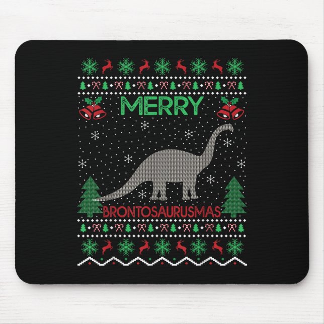 Tapis De Souris Merry Brontosaurus Xmas Gift Ugly Brontosaurus Chr (Devant)