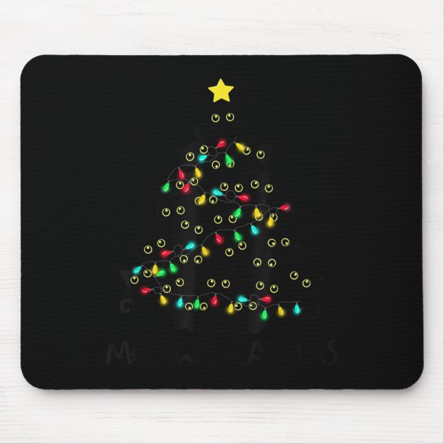 Tapis De Souris Merry Catmas Cat Christmas Tree Kids Girls Boys Me (Devant)