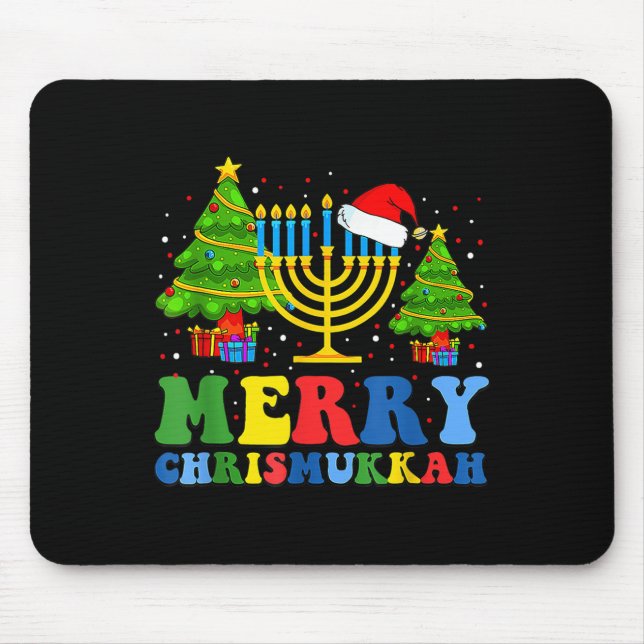 Tapis De Souris Merry Chrismukkah 2024 Happy Hanukkah Christmas Sa (Devant)