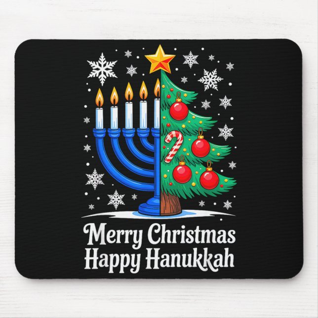 Tapis De Souris Merry Chrismukkah Happy Christmas Hanukkah Matchin (Devant)