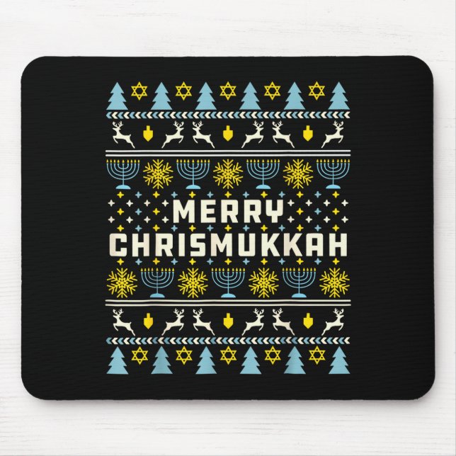 Tapis De Souris Merry Chrismukkah Happy Hanukkah Jew Ugly Christma (Devant)