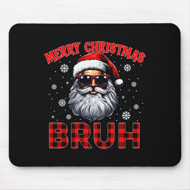 Tapis De Souris Merry Christmas Bruh Red Plaid Funny Santa Claus M (Devant)