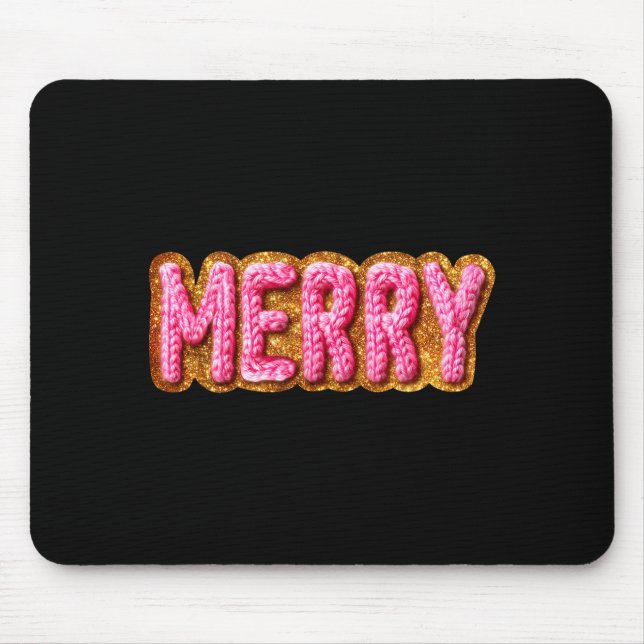 Tapis De Souris Merry Christmas Crochet Xmas Pajamas Cozy Holiday  (Devant)
