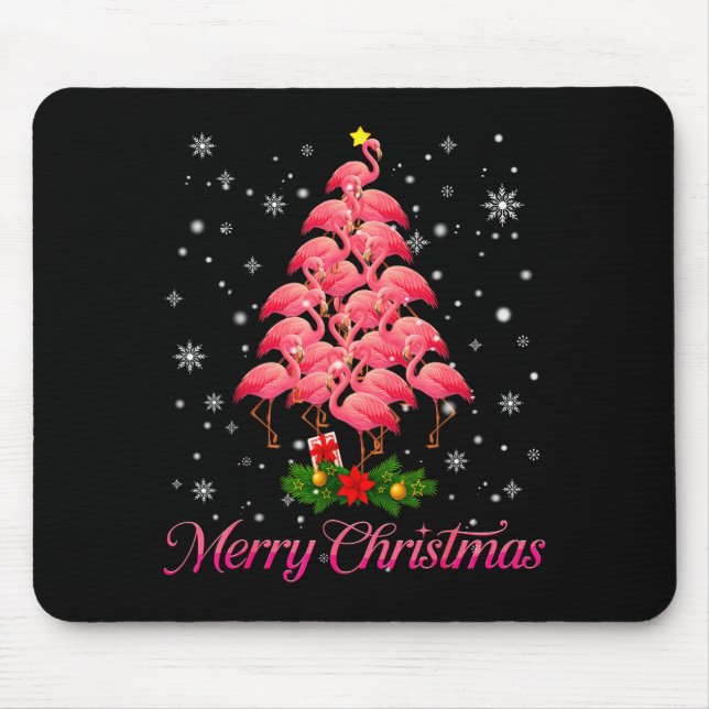 Tapis De Souris Merry Christmas Flamingo Snowflake Tree Xmas Men W (Devant)