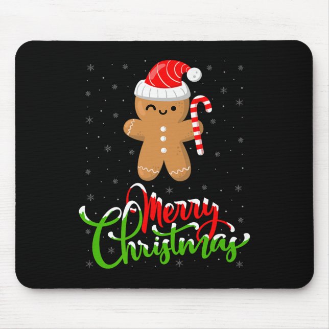 Tapis De Souris Merry Christmas Funny Gingerbread Cookie Baking Ch (Devant)