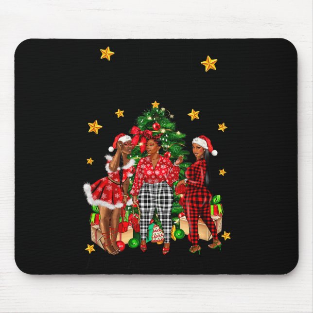 Tapis De Souris Merry Christmas Happy New Year African American Bl (Devant)