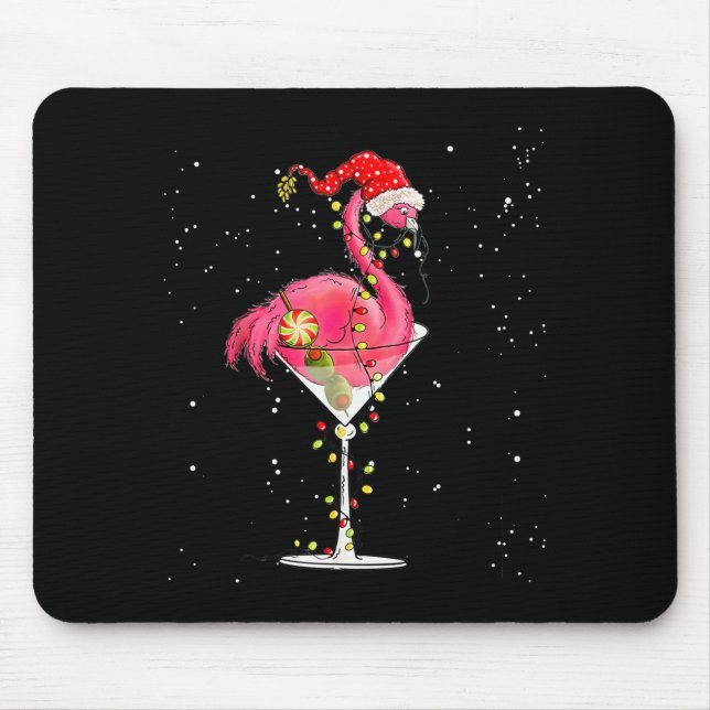 Tapis De Souris Merry Christmas Nk Flamingo Wine Drinking Lights X (Devant)