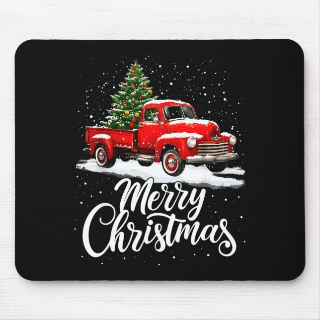 Tapis De Souris Merry Christmas Red Truck Family Matching Christma (Devant)