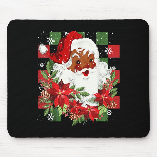 Tapis De Souris Merry Christmas Santa Claus Black Afro African Ame (Devant)
