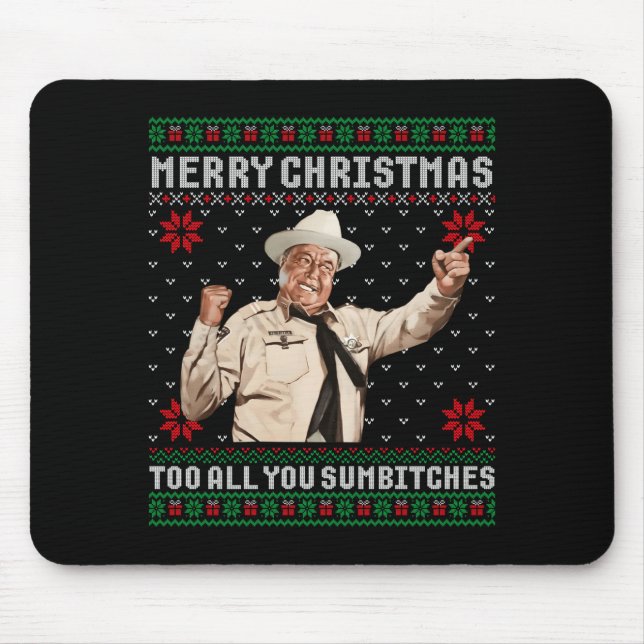 Tapis De Souris Merry Christmas To All You Sumes Ugly Sweater Vint (Devant)