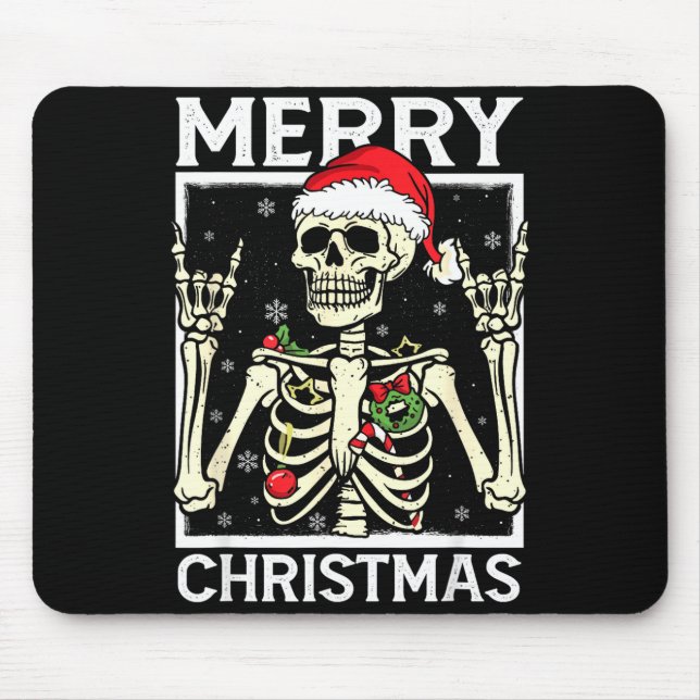 Tapis De Souris Merry Christmas Xmas Skull Skeleton Funny Men Wome (Devant)