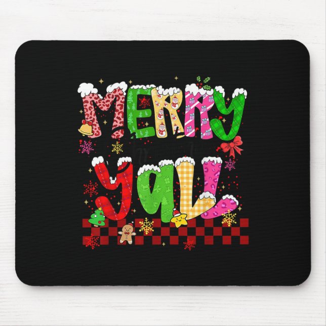 Tapis De Souris Merry Christmas Y’all Southern Christmas Tree Girl (Devant)