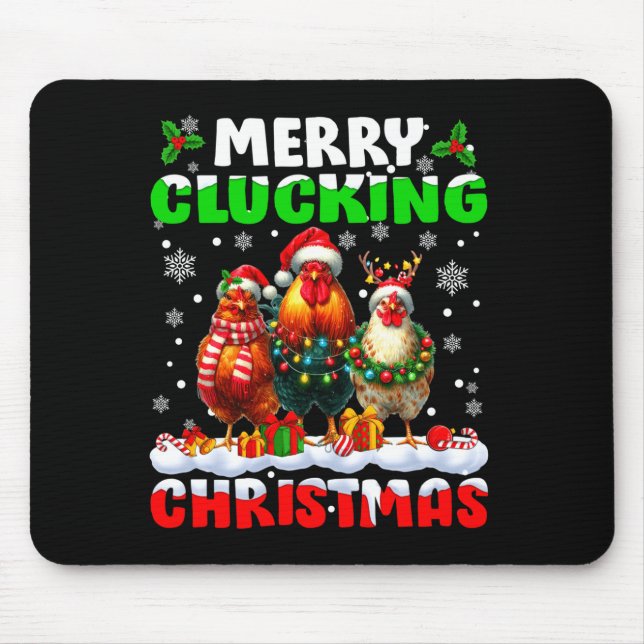 Tapis De Souris Merry Clucking Christmas Funny Chicken Santa Hat X (Devant)