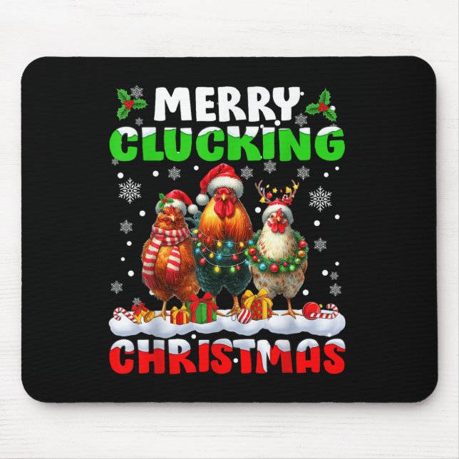 Tapis De Souris Merry Clucking Christmas Funny Chicken Santa Hat X (Devant)