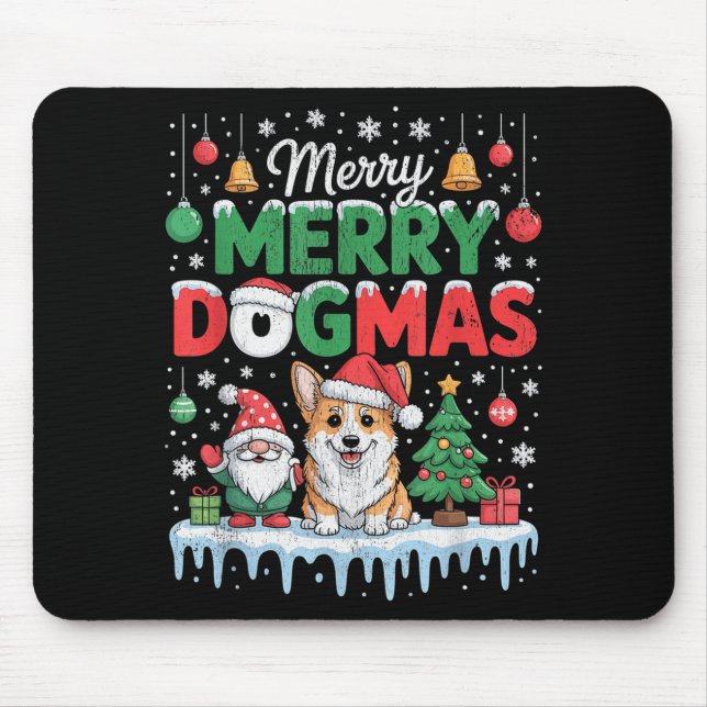 Tapis De Souris Merry Dogmas Funny Dog Santa Hat Christmas Xmas  (Devant)