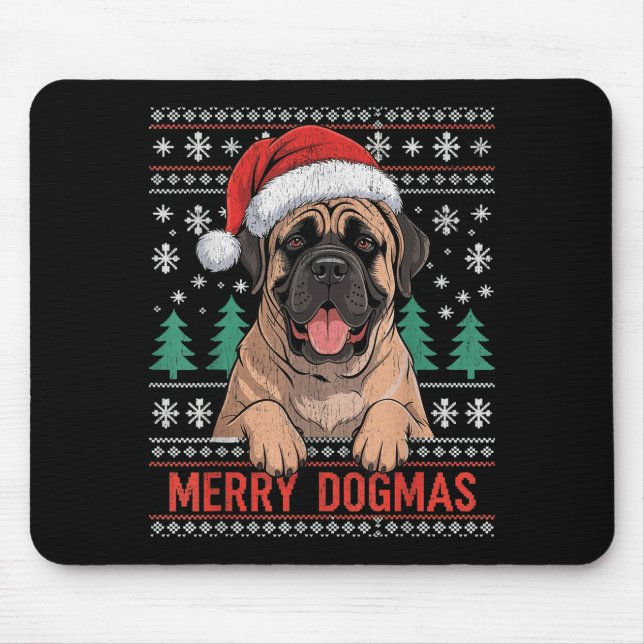Tapis De Souris Merry Dogmas Funny Dog Santa Hat Christmas Xmas  (Devant)