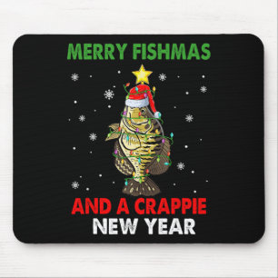 Tapis De Souris Merry Fishmas Et Une Crappie Nouvel An Pêche Drôle