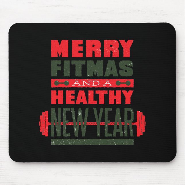 Tapis De Souris Merry Fitmas And Happy New Rear Fitness Funny Xmas (Devant)