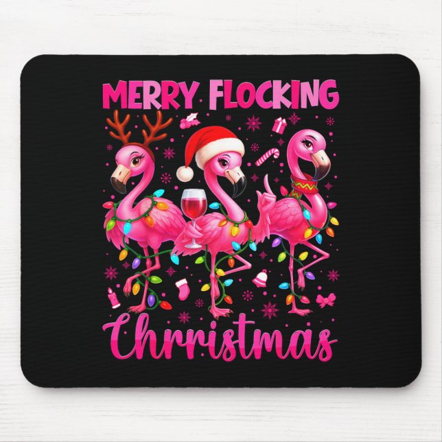 Tapis De Souris Merry Flocking Christmas Flamingo Drink Pjs Xmas M (Devant)