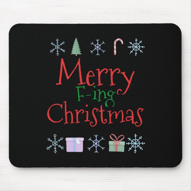 Tapis De Souris Merry Foring (f) Noël Funny Sarcastic Quo (Devant)