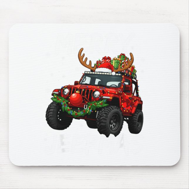 Tapis De Souris Merry Jeepmas Ugly Light Reindeer Christmas Funny  (Devant)
