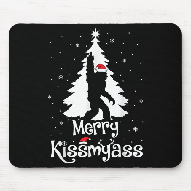 Tapis De Souris Merry Kissmy Funny Bigfoot Yeti Sasquatch Christma (Devant)