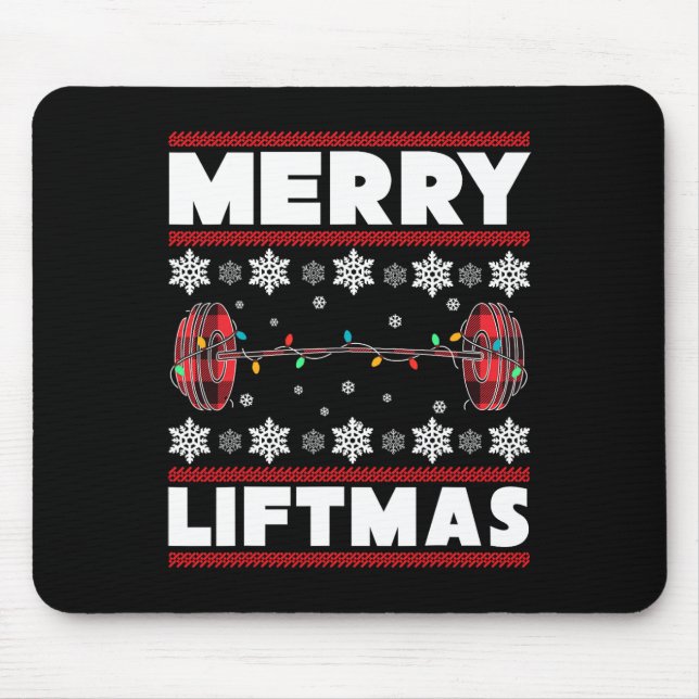Tapis De Souris Merry Liftmas Fun Christmas Gym Workout Fitness Gi (Devant)