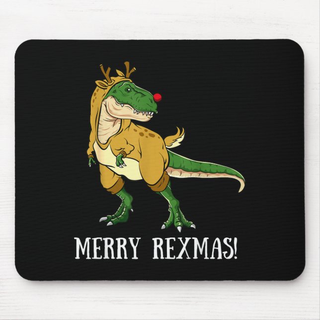 Tapis De Souris Merry Rexmas Reindeer T-rex Rudolph Dinosaur Chris (Devant)