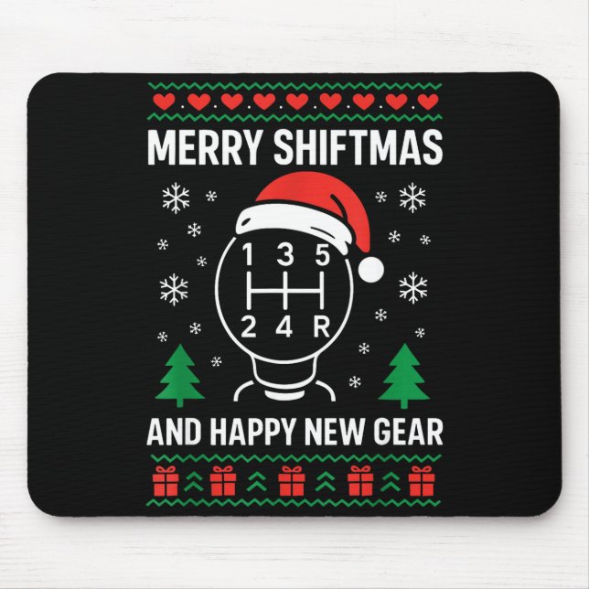 Tapis De Souris Merry Shiftmas And Happy New Manual Driver Christm (Devant)