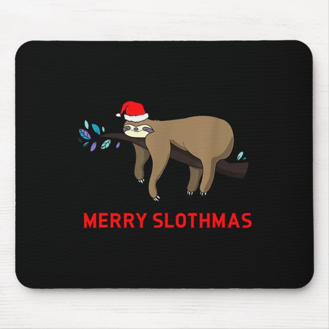Tapis De Souris Merry Slothmas Funny Sloth Christmas  (Devant)