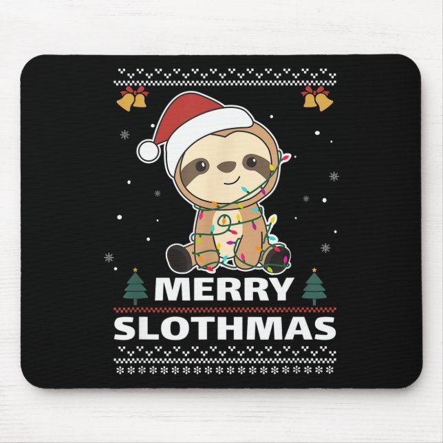 Tapis De Souris Merry Slothmas Funny Sloth Christmas Pun  (Devant)