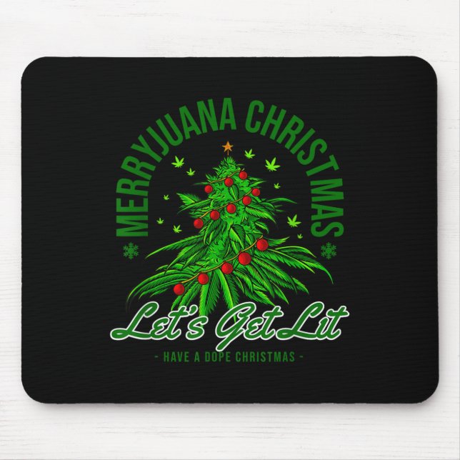 Tapis De Souris Merryjuana Christmas Christmas Weed T Roll  (Devant)