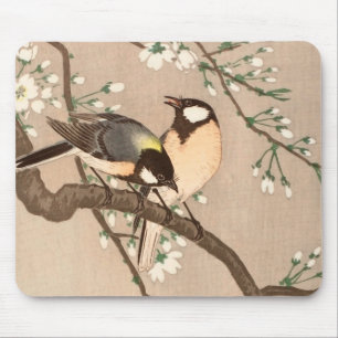 Tapis De Souris Mésange japonaise asiatique Ohara Koson Oiseau Cha