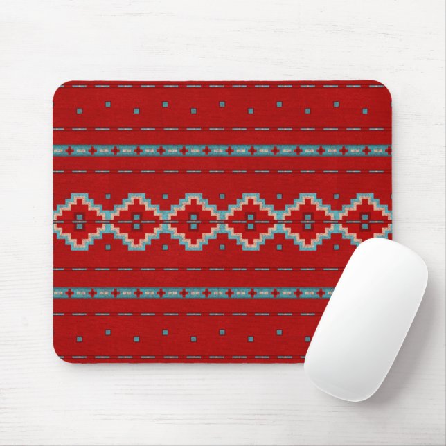 Tapis De Souris Mesas sud-ouest Rouge et Turquoise (Avec souris)