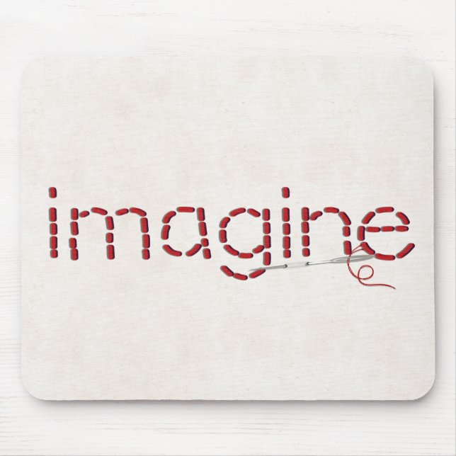 Tapis De Souris message texte d'image cousu rouge avec aiguille (Devant)