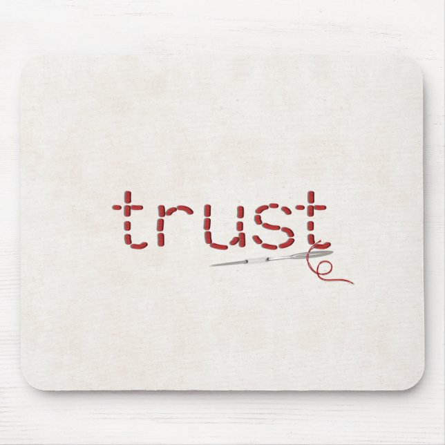 Tapis De Souris message texte TRUST cousu rouge avec aiguille (Devant)