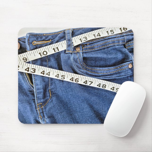 Tapis De Souris Mesure de bande sur les jeans bleus (Avec souris)